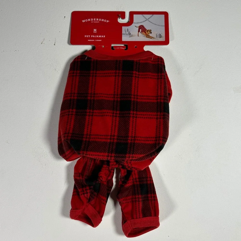 Wondershop‎ Target Pet Pajamas Medium Red Black Buffalo Check Plaid Dog
